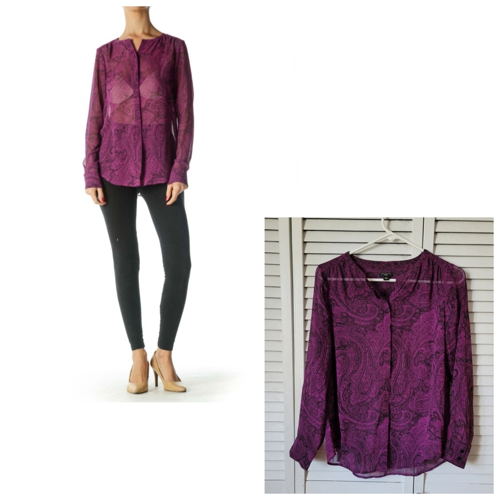 ANN TAYLOR Petite Paisley Blouse, Size MP
